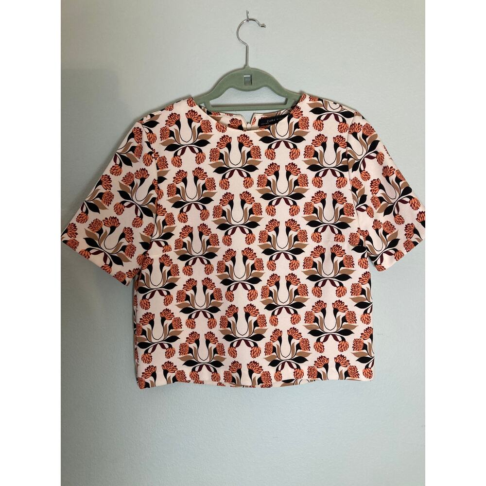 Zara Woman Short Sleeve Top ~ Bold Designer-Look Print ~ Sz M ~ AMAZING! - Picture 3 of 5
